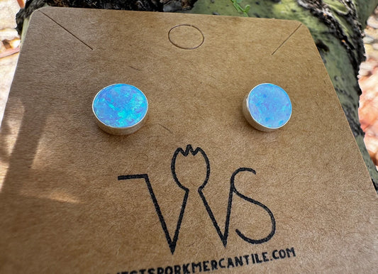 Blue Spider Opal Studs - West Spork Mercantile