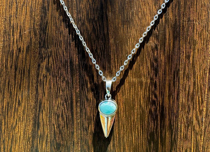Petite Larimar Shark Tooth Pendant - West Spork Mercantile