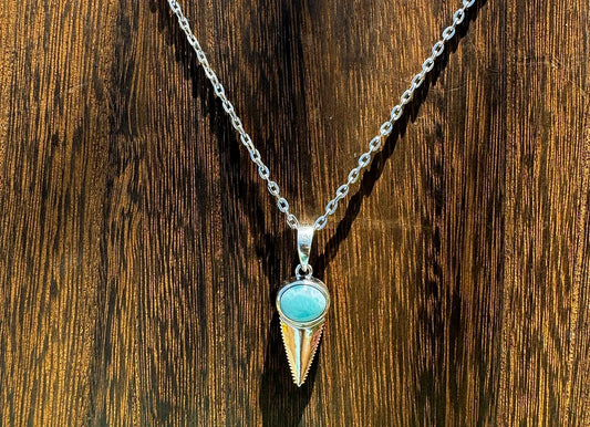 Petite Larimar Shark Tooth Pendant - West Spork Mercantile
