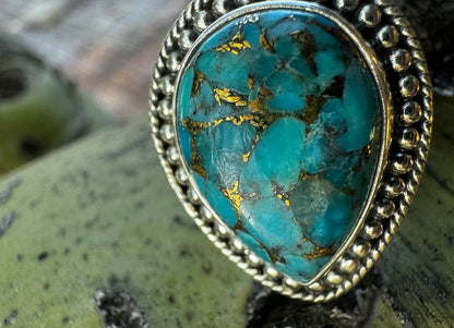 Blue Mojave and Sterling Silver Ring (Adjustable) - West Spork Mercantile