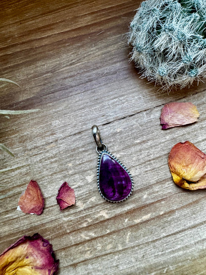 Teardrop Pendant - Purple Spiny & Sterling Silver - West Spork Mercantile