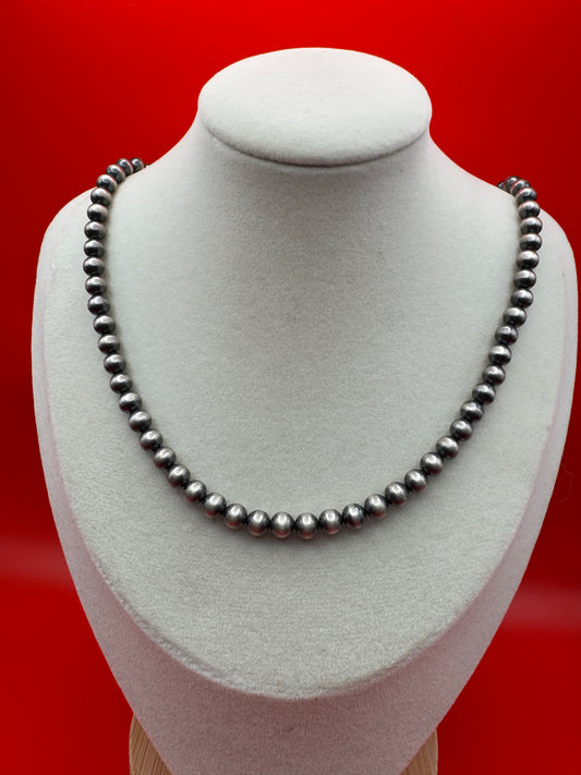 22” Sterling Silver Navajo Pearls – 6mm by RC Little - West Spork Mercantile