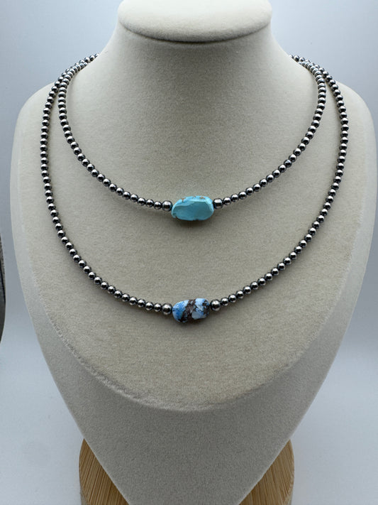 Golden Hill Turquoise and Sterling Silver Pearl Choker - West Spork Mercantile