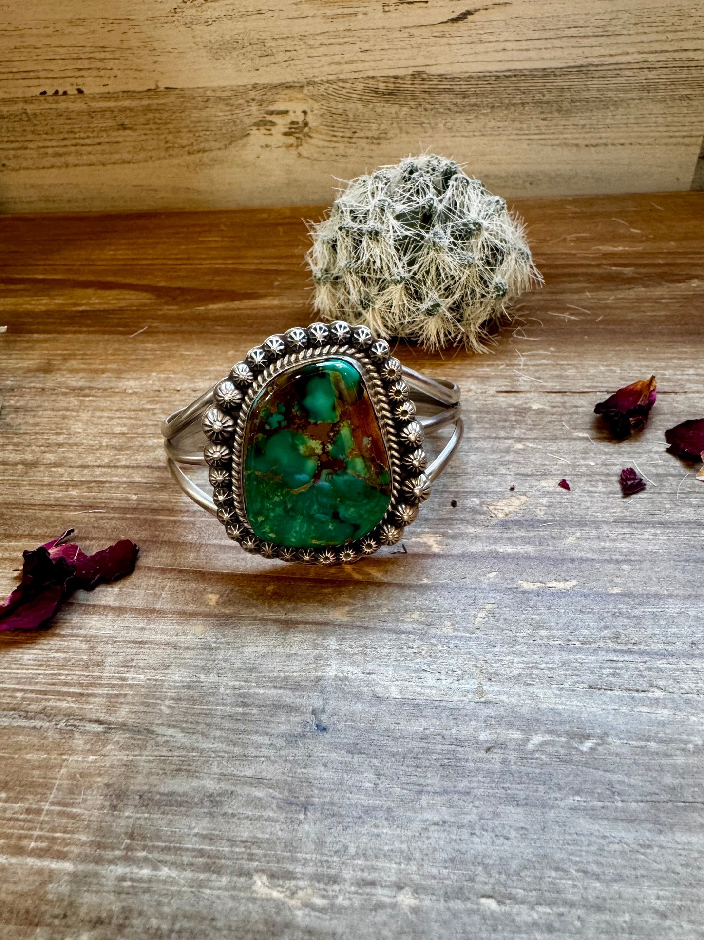 Cuff - Sterling silver Cuff Bracelet with Royston turquoise - West Spork Mercantile