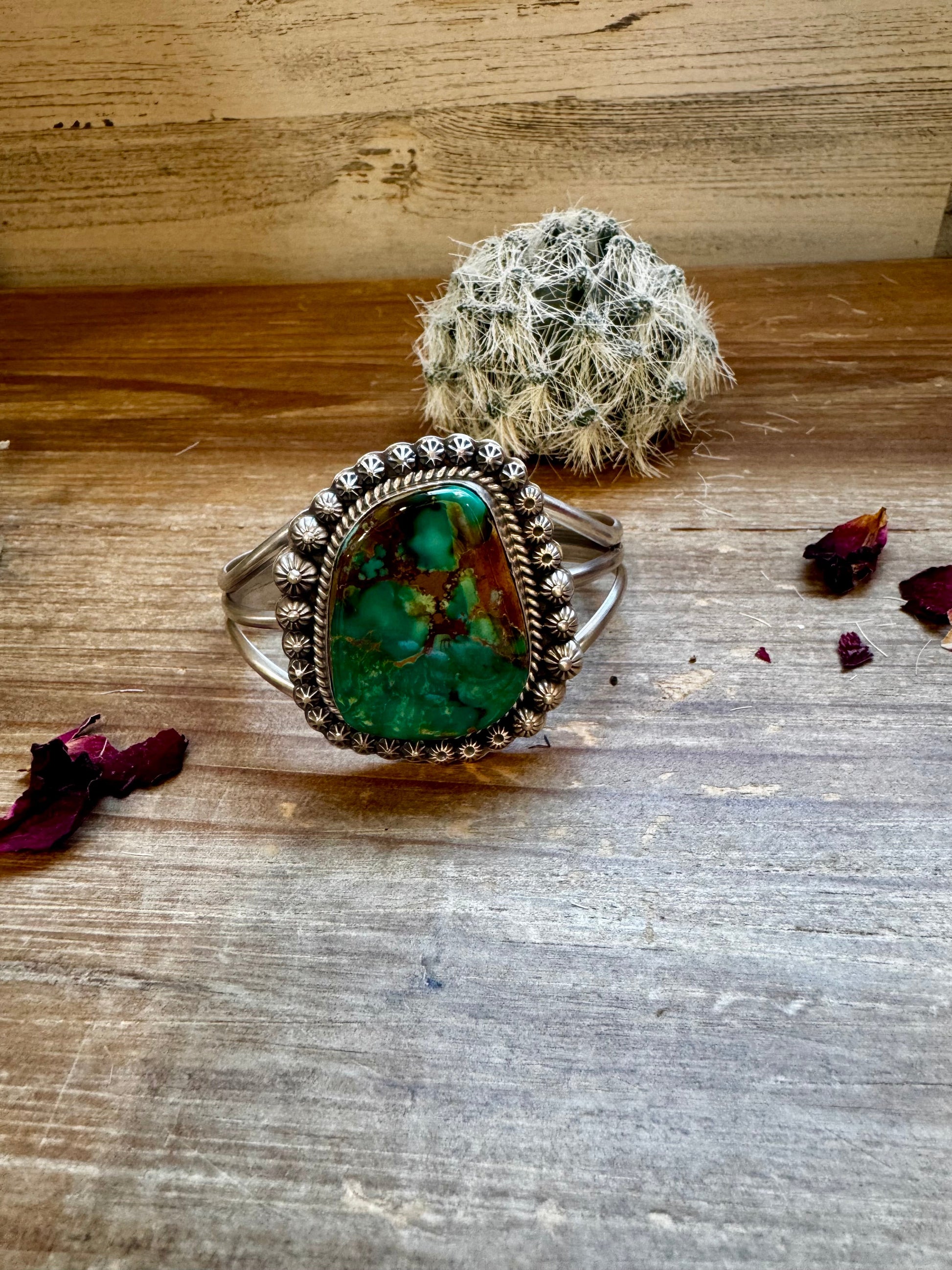 Cuff - Sterling silver Cuff Bracelet with Royston turquoise - West Spork Mercantile