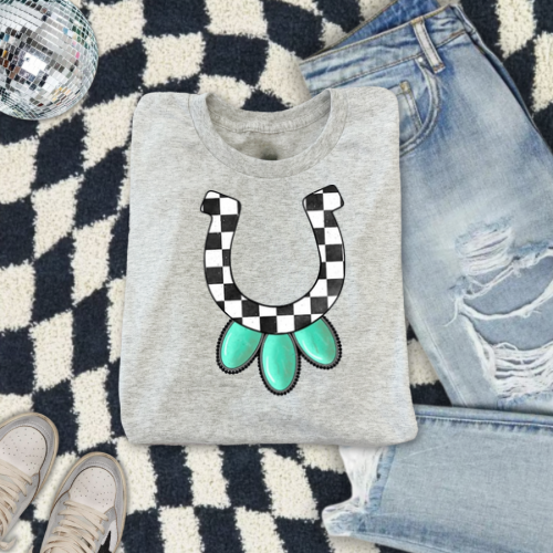 Turquoise horseshoe sublimation T-shirt