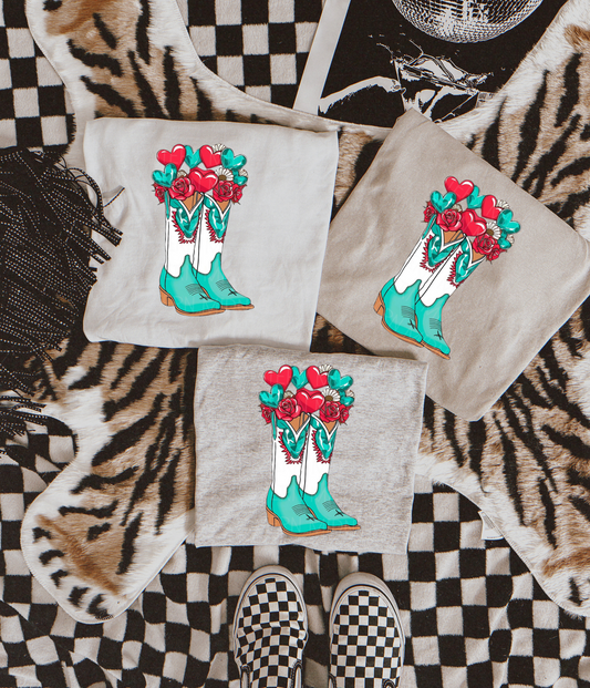 Turquoise boots sublimation T-shirt