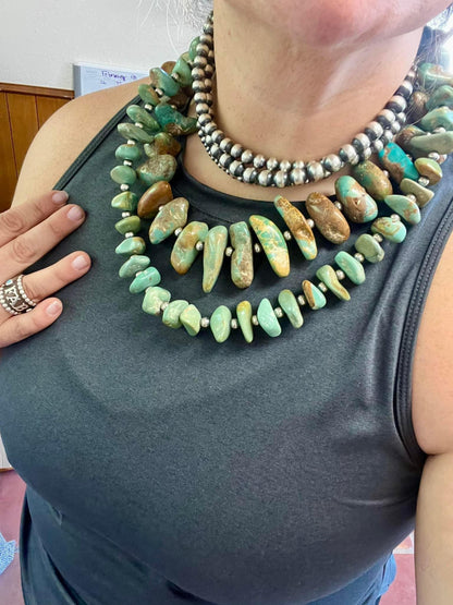 22” Chunky Turquoise and Sterling Silver Pearl Necklace image 3