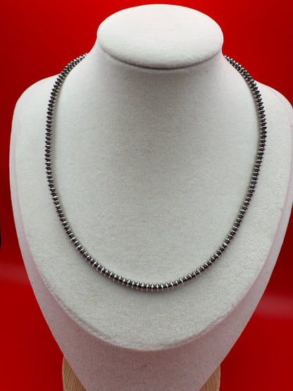 16” Sterling Silver Navajo Pearls – 3mm Saucer Beads - West Spork Mercantile