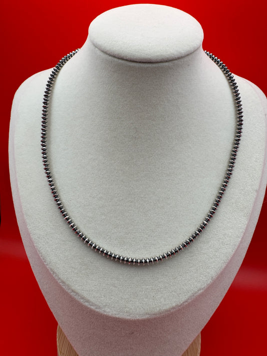 16” Sterling Silver Navajo Pearls – 3mm Saucer Beads - West Spork Mercantile