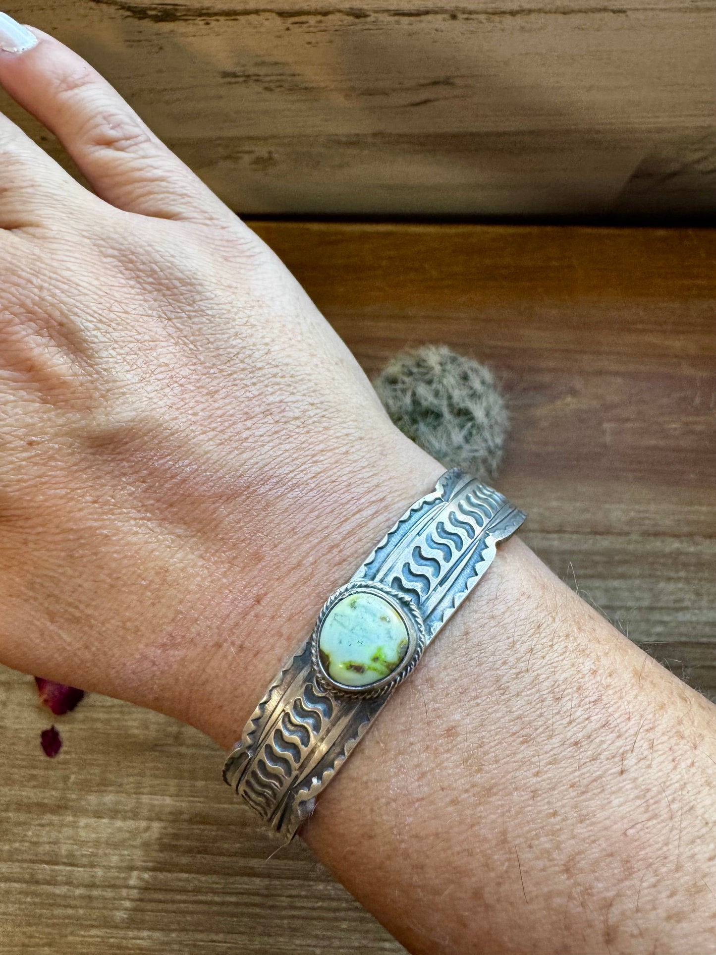 Cuff - Sterling silver Cuff Bracelet with Palomino turquoise - West Spork Mercantile