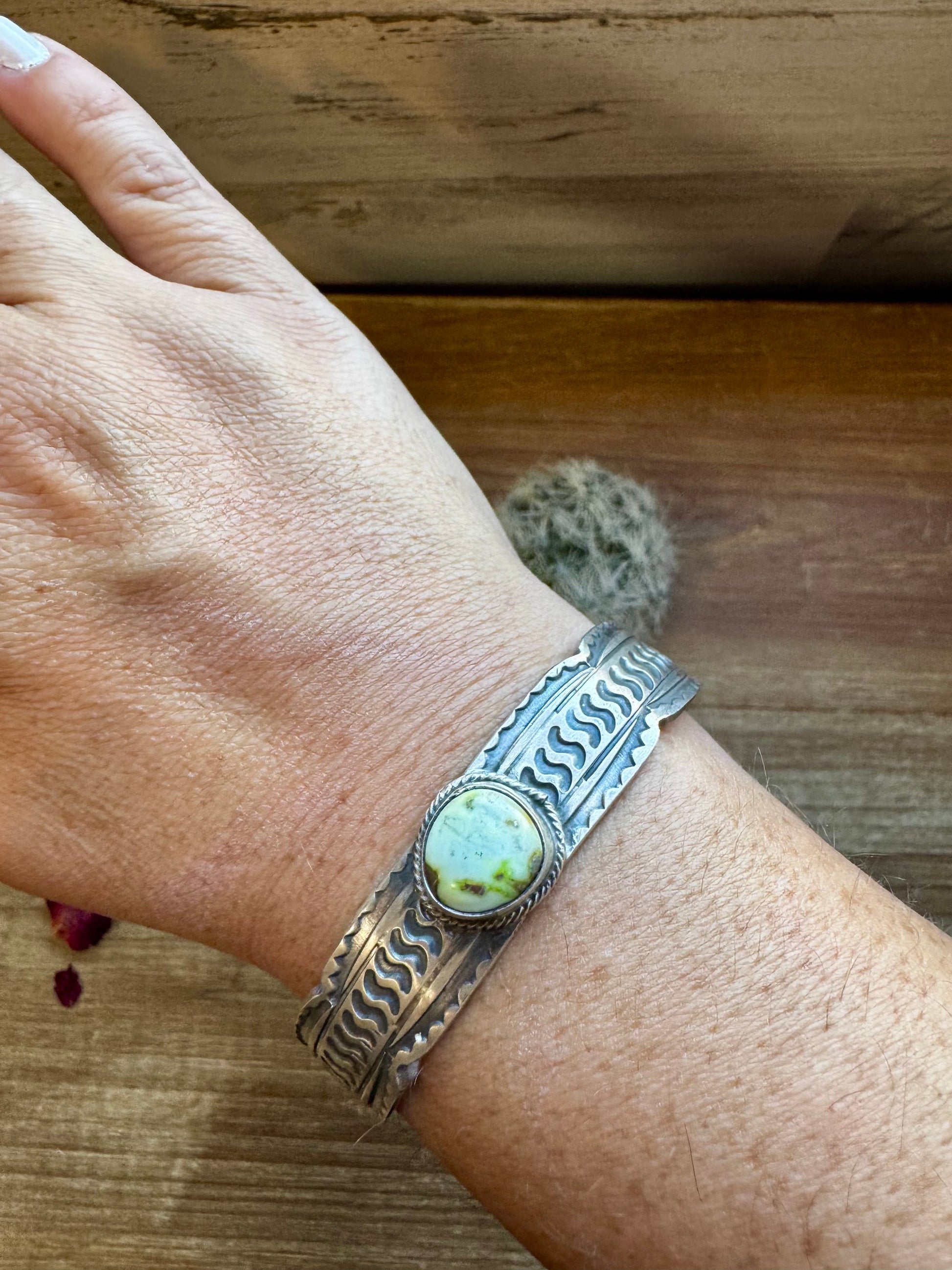 Cuff - Sterling silver Cuff Bracelet with Palomino turquoise - West Spork Mercantile