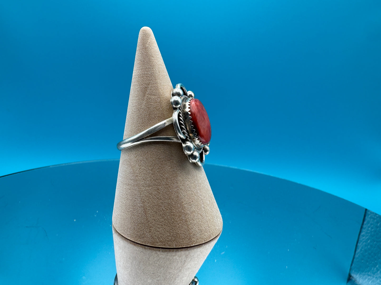 Red Spiny Oyster Statement Ring by Sheila Tso Size 8.5 | Sterling Silver - West Spork Mercantile