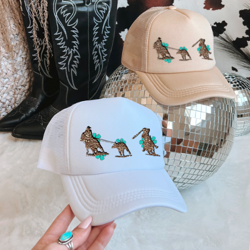 cheetah team roper western trucker hat
