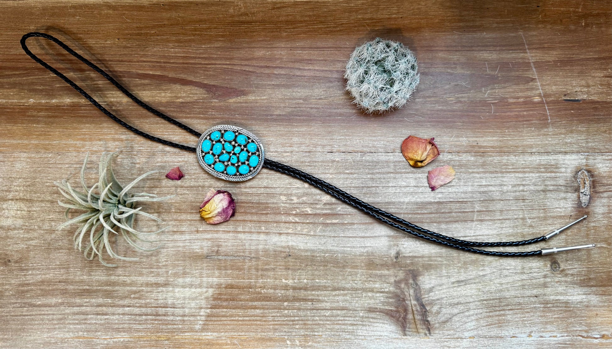 Kingman Turquoise Bolo with  Sterling silver - West Spork Mercantile