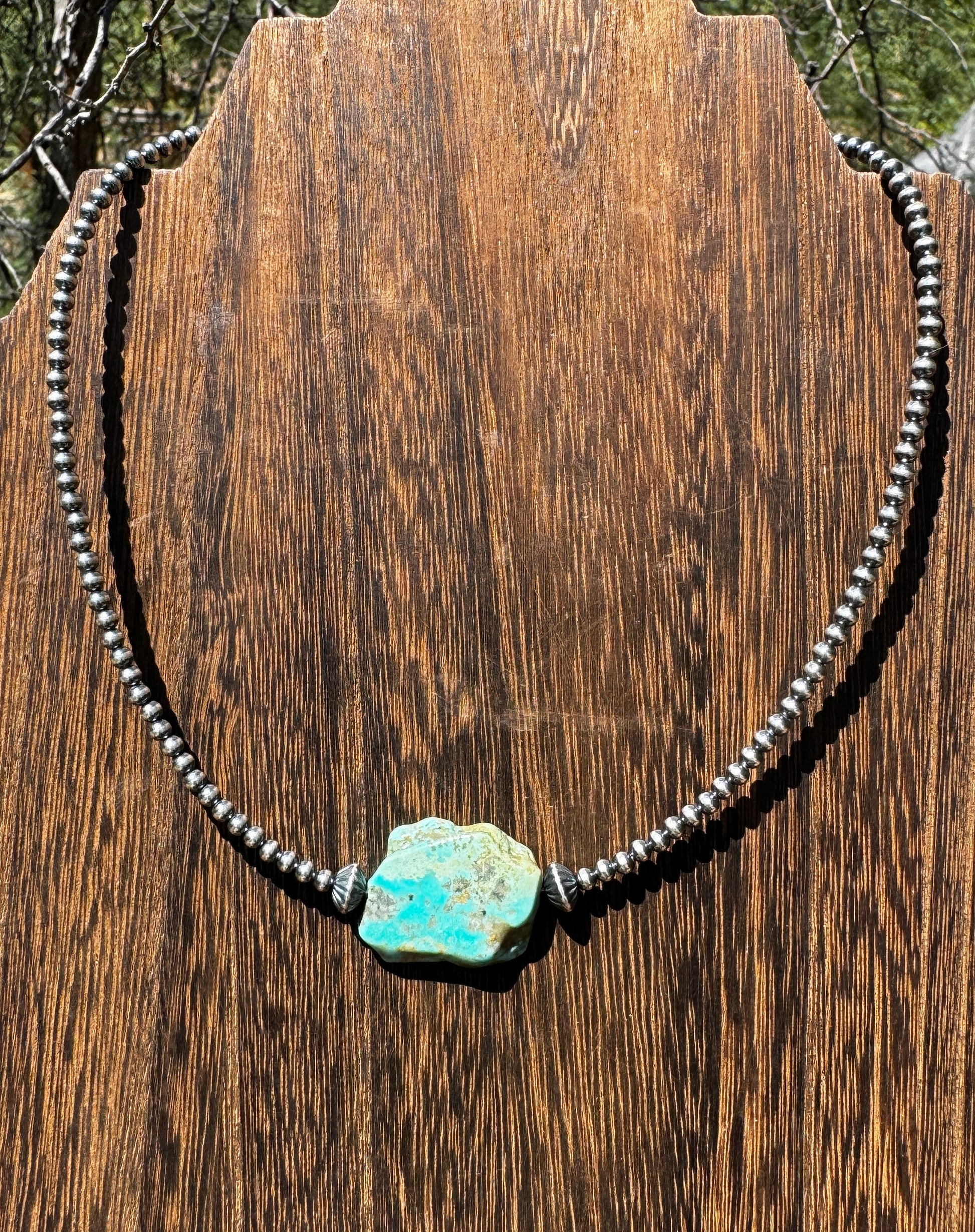 3 mm Cowgirl Pearl Choker with flat natural turquoise image 5