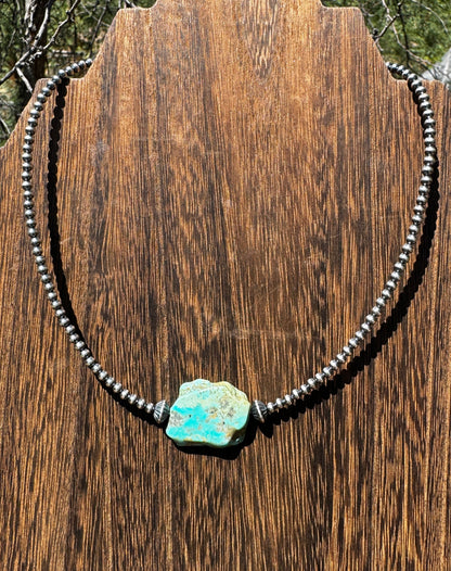 3 mm Cowgirl Pearl Choker with flat natural turquoise image 5