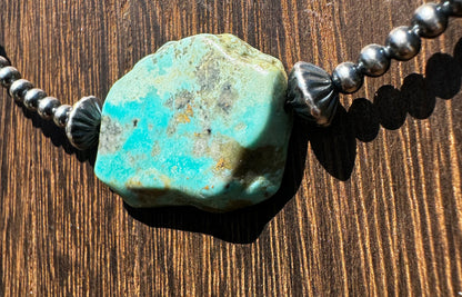 3 mm Cowgirl Pearl Choker with flat natural turquoise image 1