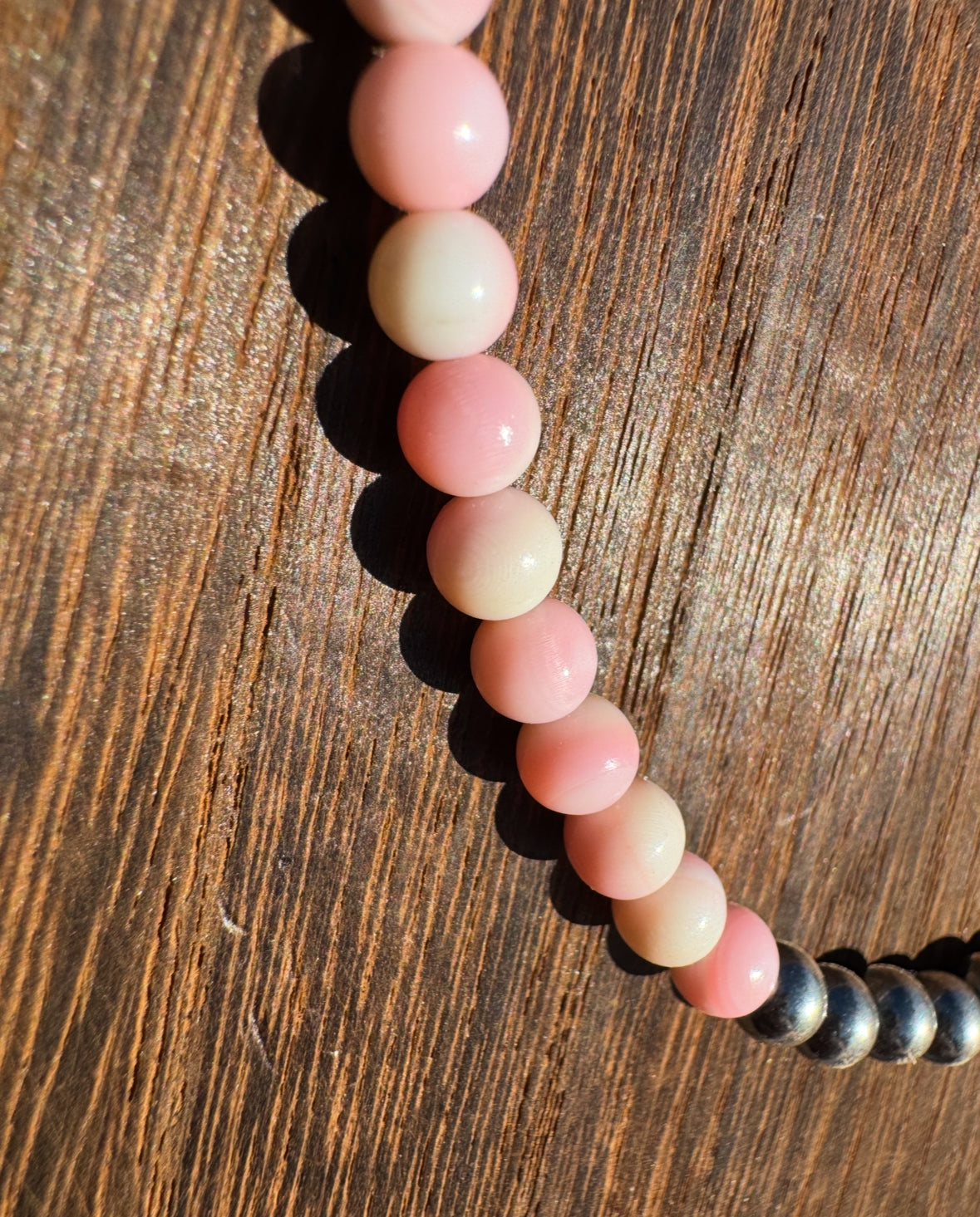 18” 5mm Navajo Pearls and Pink Conch Gumball Necklace - West Spork Mercantile