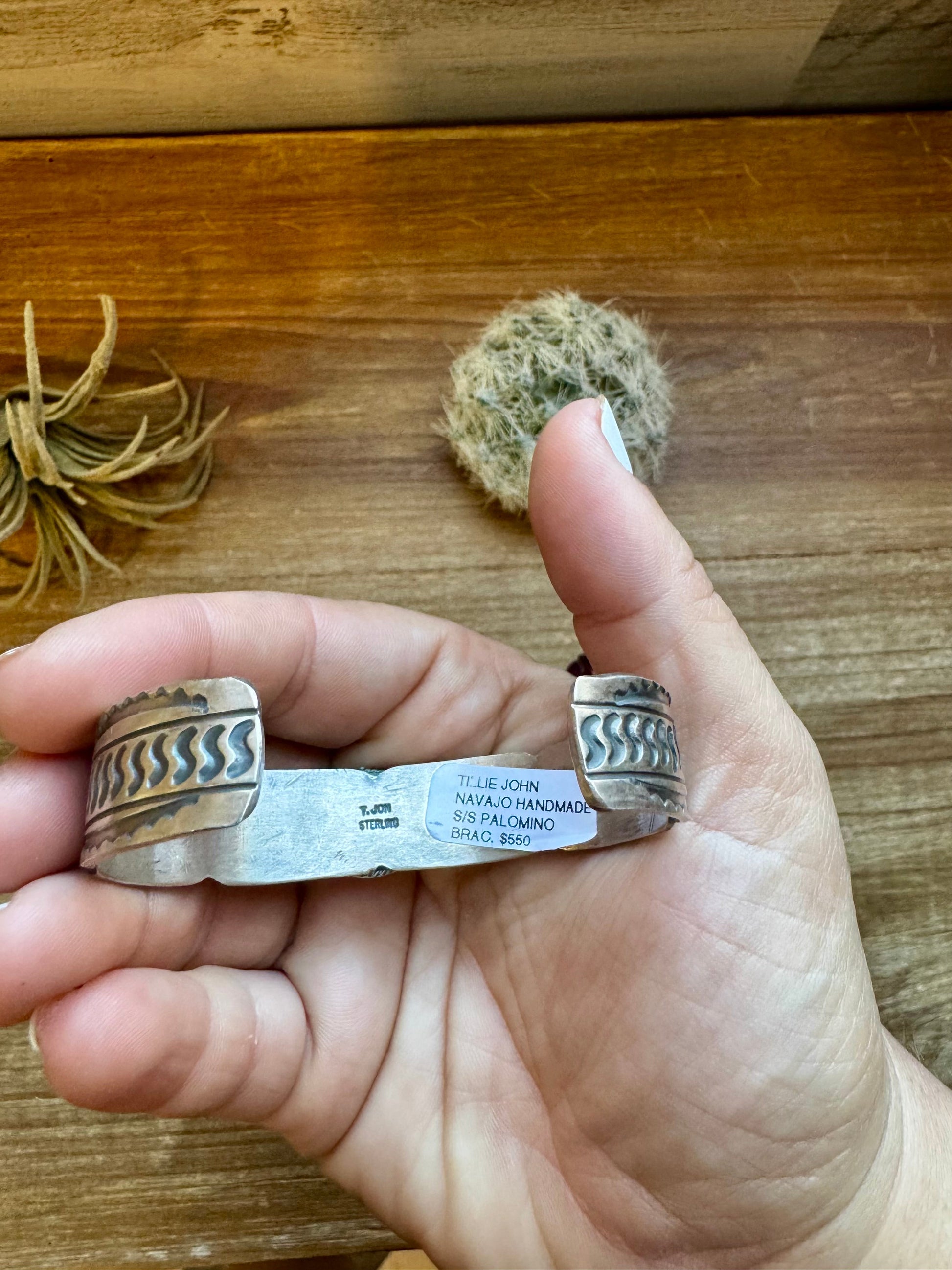 Cuff - Sterling silver Cuff Bracelet with Palomino turquoise - West Spork Mercantile