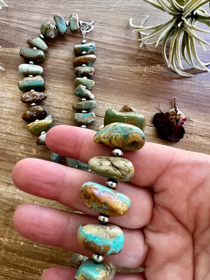 22” Chunky Turquoise and Sterling Silver Pearl Necklace image 4