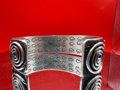 Alex Sanchez Cuff with Turquoise and Petroglyphs - West Spork Mercantile