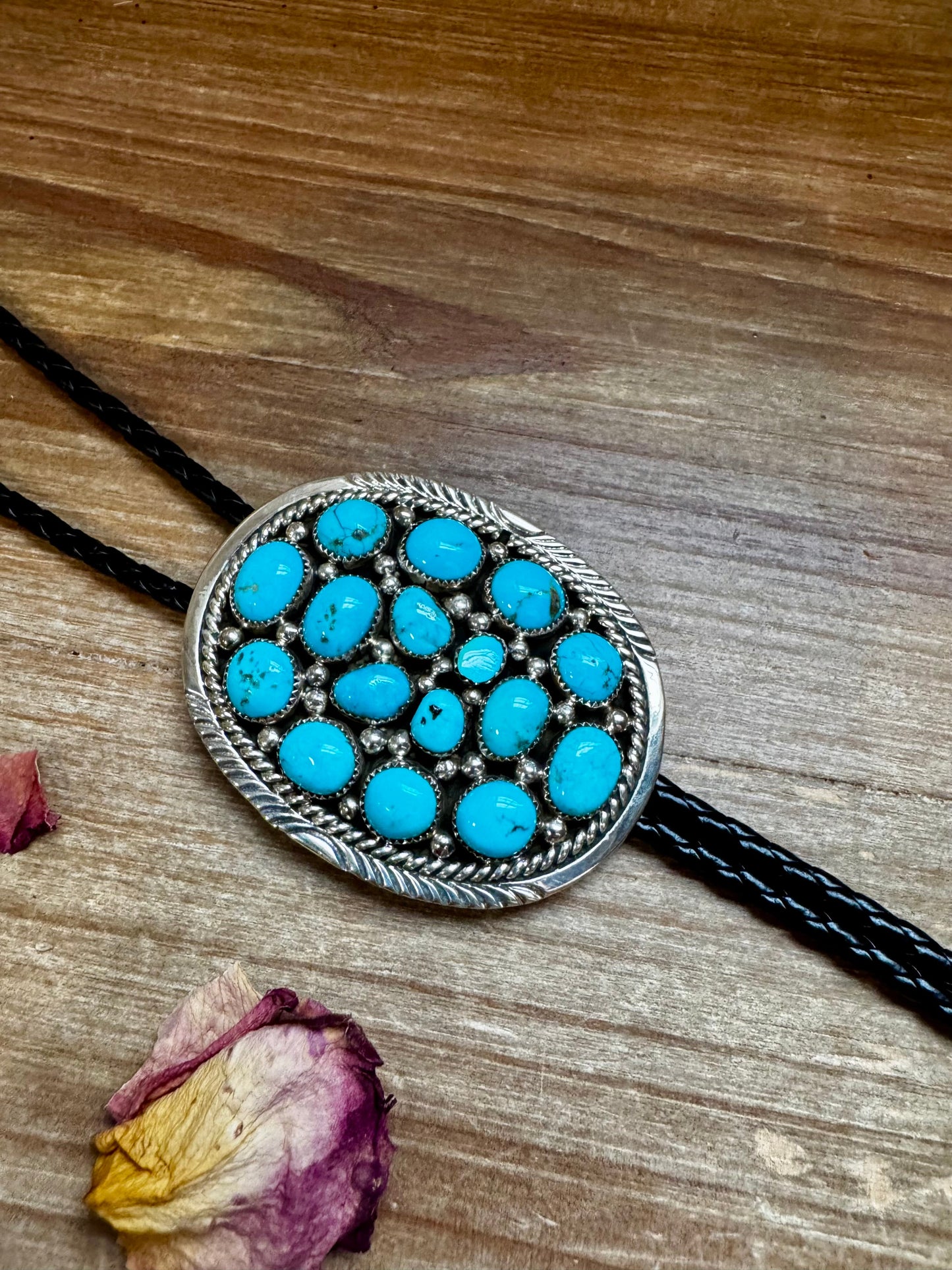 Kingman Turquoise Bolo with  Sterling silver - West Spork Mercantile
