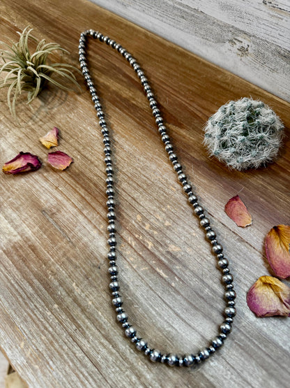 32 inch Necklace - 8 mm & 5 mm saucer Sterling Silver Pearls - West Spork Mercantile