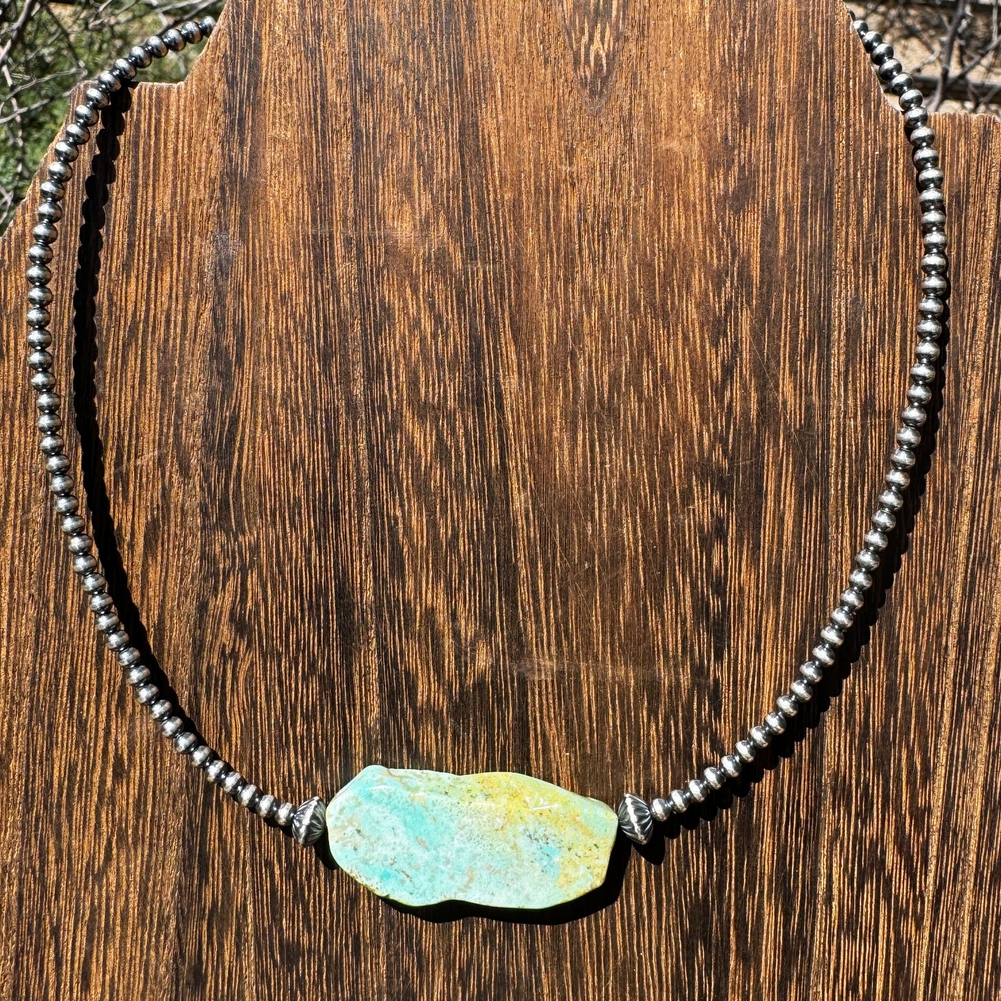 3 mm Cowgirl Pearl Choker with flat natural turquoise image 2
