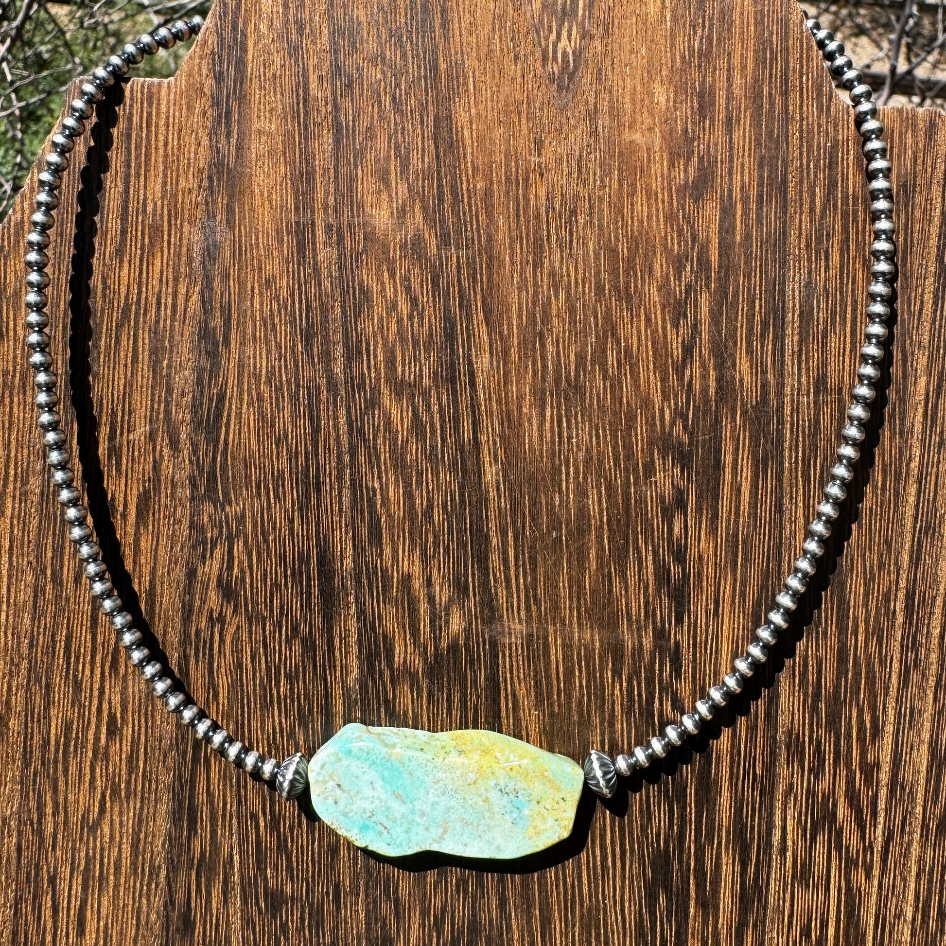 3 mm Cowgirl Pearl Choker with flat natural turquoise image 2