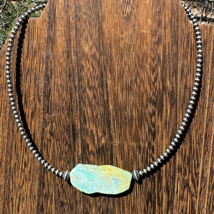 3 mm Cowgirl Pearl Choker with flat natural turquoise image 2