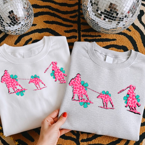 The pink cheetah turquoise teamroper sublimation T-shirt
