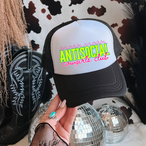 Anti-social cowgirl  western trucker hat