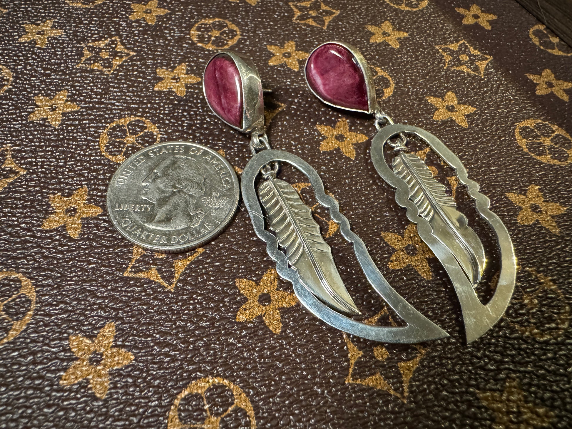 Purple Spiny Dangle Feather Earrings - West Spork Mercantile