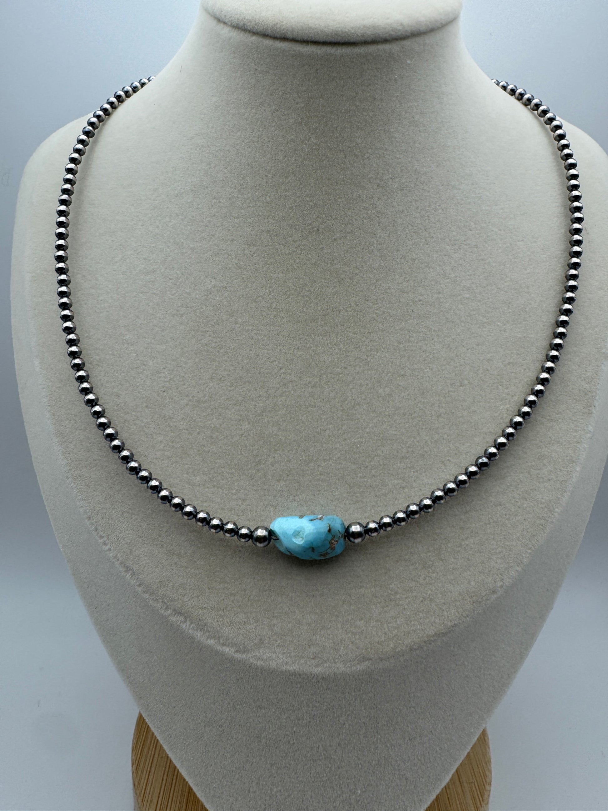 Golden Hill Turquoise and Sterling Silver Pearl Choker - West Spork Mercantile