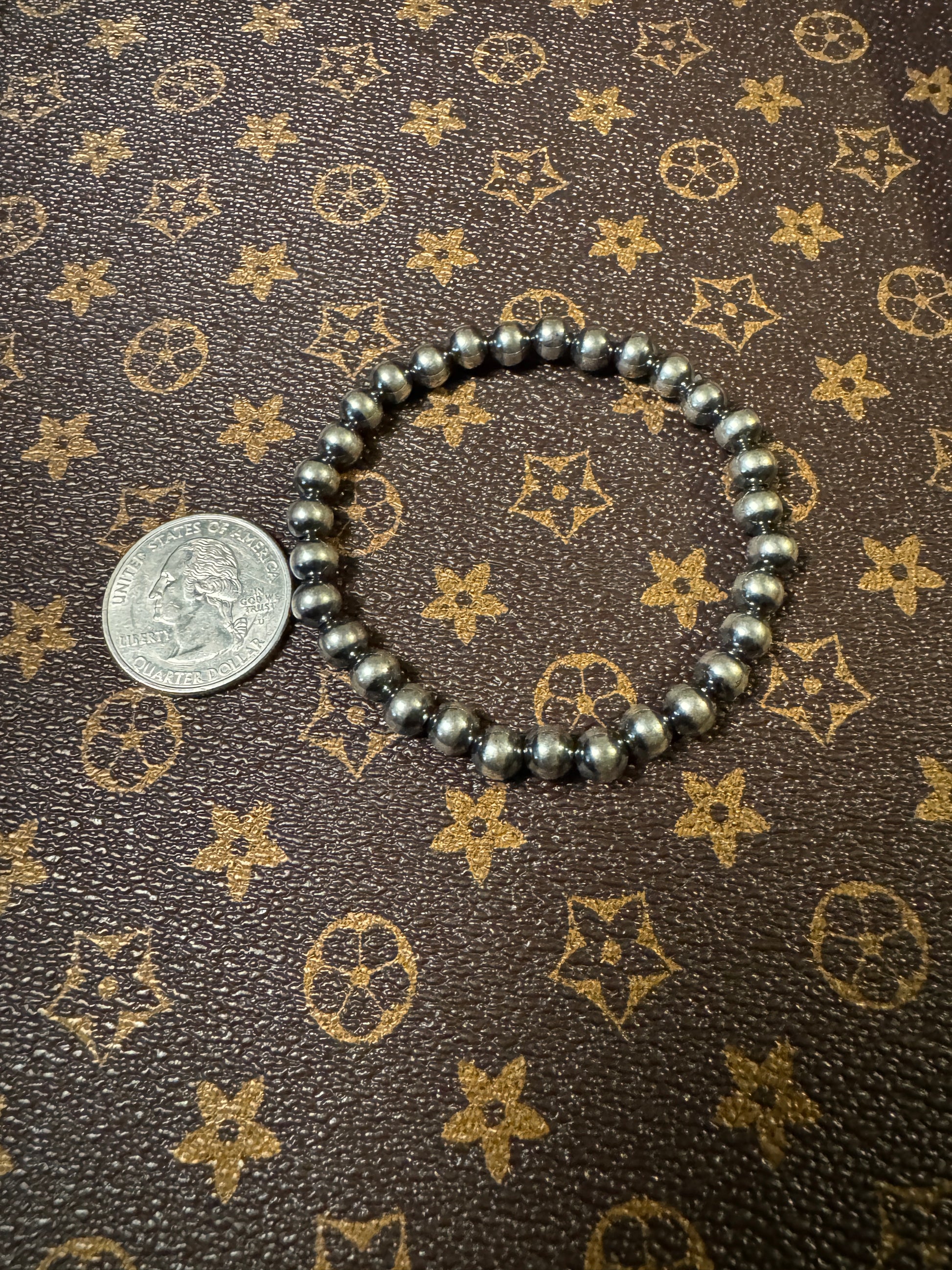7” Sterling Silver Navajo Pearl Bracelet - 6 mm - West Spork Mercantile