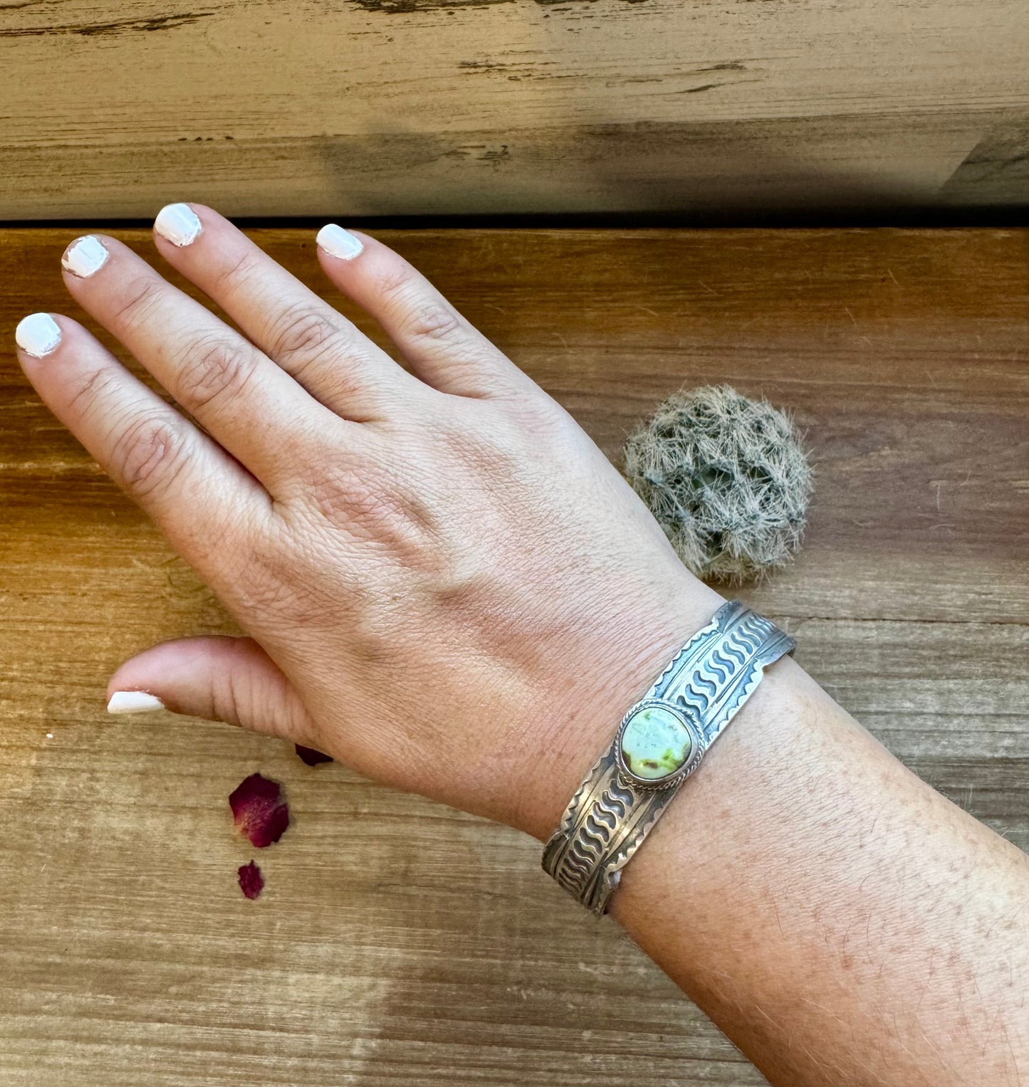 Cuff - Sterling silver Cuff Bracelet with Palomino turquoise - West Spork Mercantile