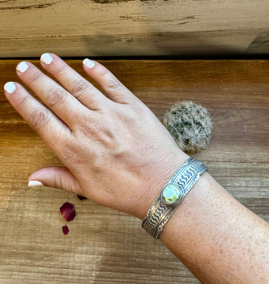 Cuff - Sterling silver Cuff Bracelet with Palomino turquoise - West Spork Mercantile