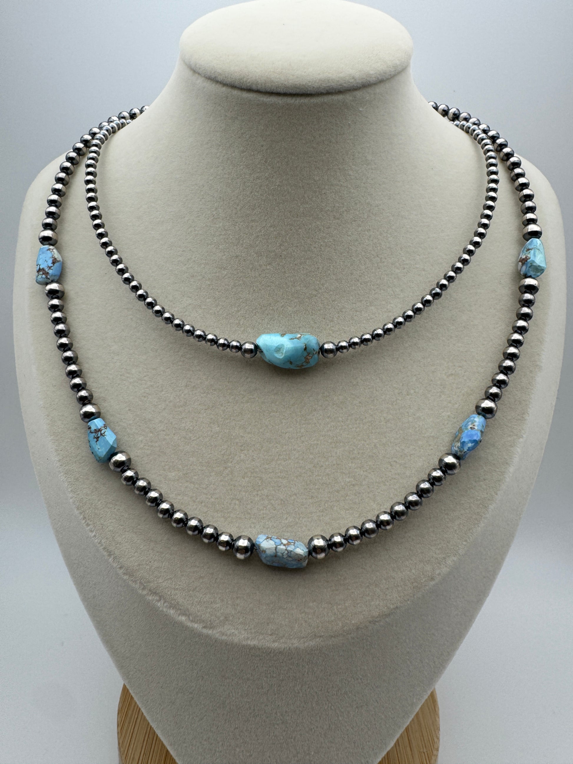 Golden Hill Turquoise and Sterling Silver Pearl Choker - West Spork Mercantile