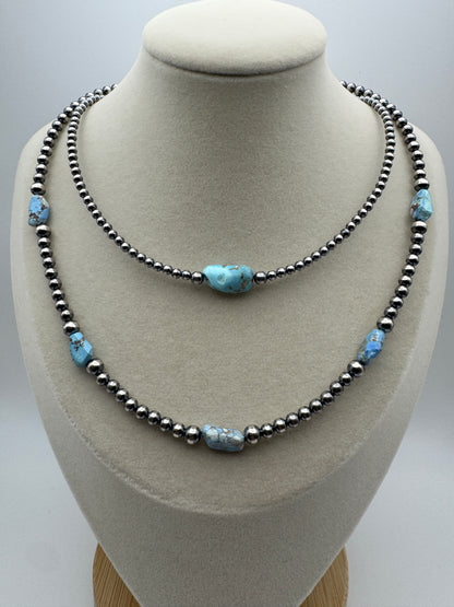 Golden Hill Turquoise and Sterling Silver Pearl Choker - West Spork Mercantile