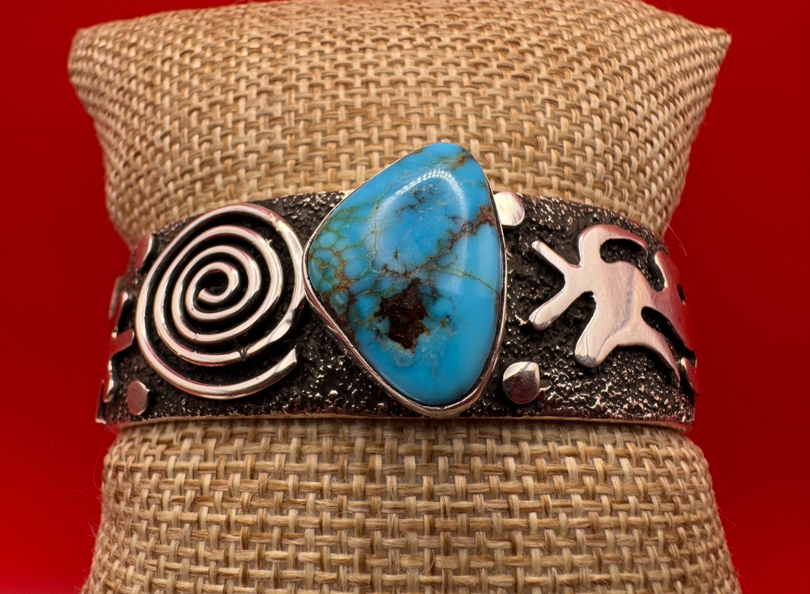 Alex Sanchez Cuff with Turquoise and Petroglyphs
