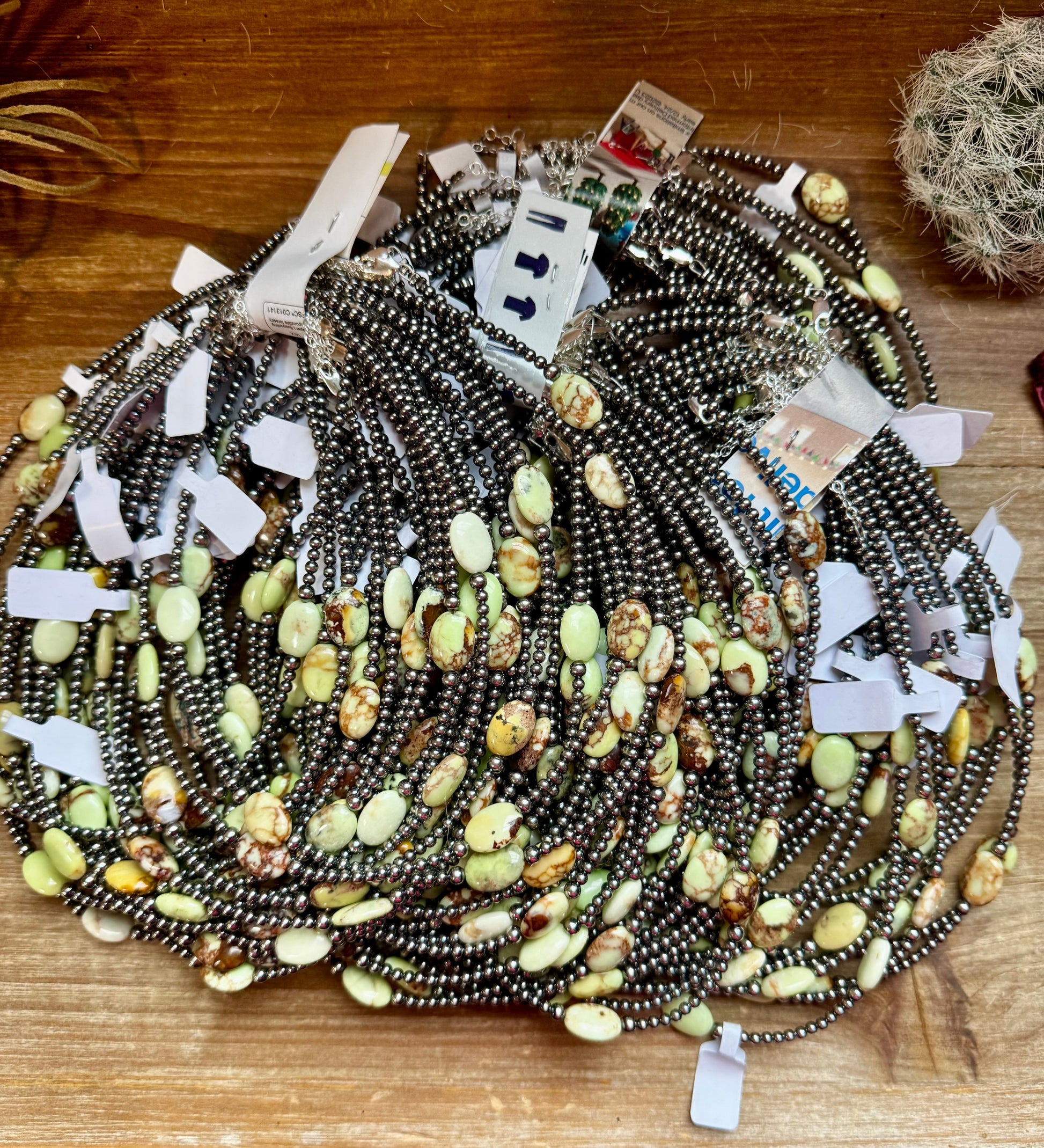 5 Magnesite Lemon Turquoise Choker And Sterling Silver Pearls - West Spork Mercantile