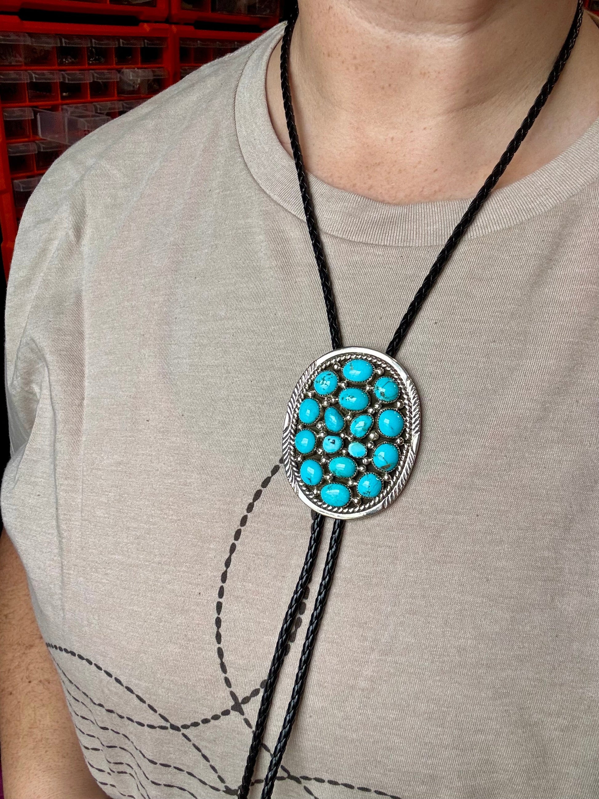 Kingman Turquoise Bolo with  Sterling silver - West Spork Mercantile