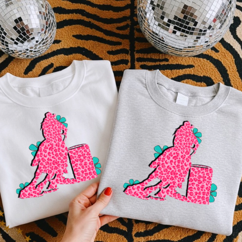 The pink cheetah turquoise barrel racing sublimation T-shirt