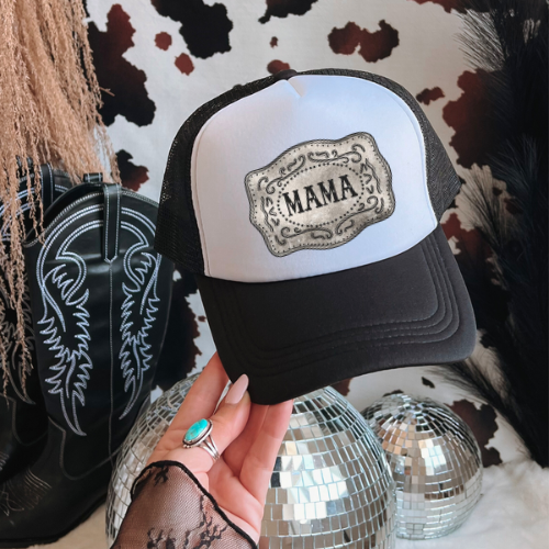 Mama belt buckle western trucker hat - West Spork Mercantile