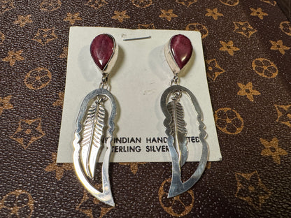 Purple Spiny Dangle Feather Earrings - West Spork Mercantile