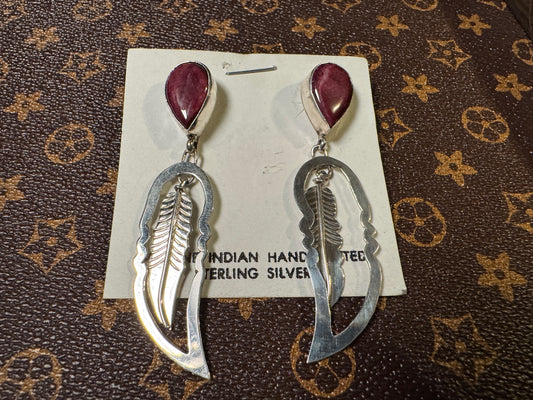 Purple Spiny Dangle Feather Earrings - West Spork Mercantile