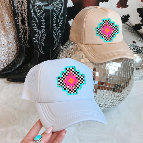 Neon Aztec western trucker hat - West Spork Mercantile