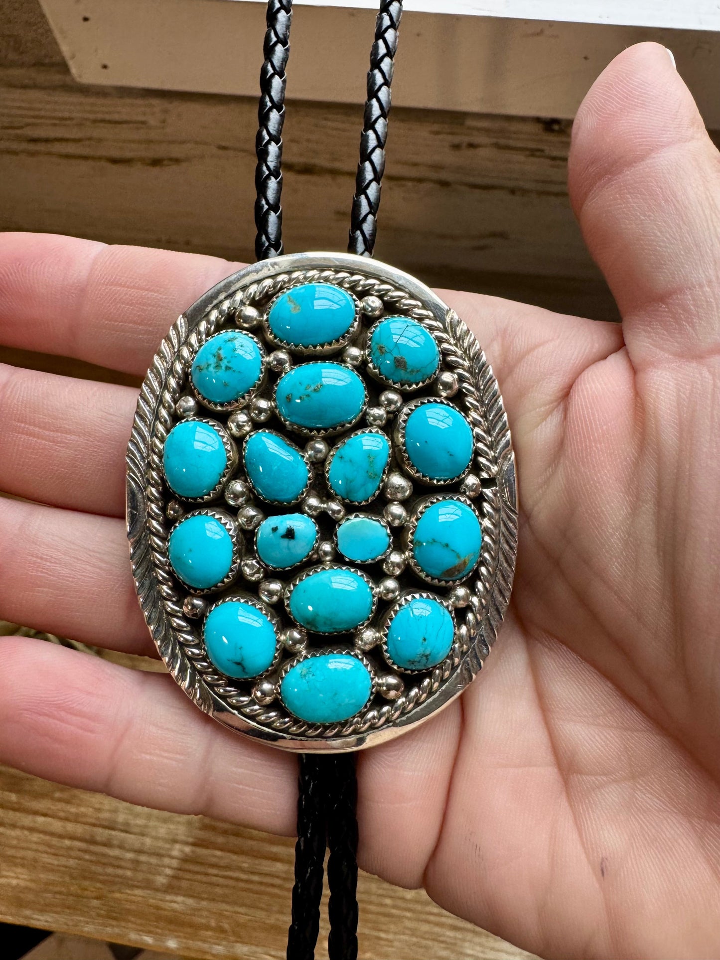 Kingman Turquoise Bolo with  Sterling silver - West Spork Mercantile