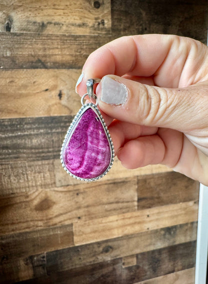 Teardrop Pendant - Purple Spiny & Sterling Silver - West Spork Mercantile